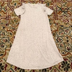 Ginger G Grey Midi Ruffle Sleeve Casual Tee Dress